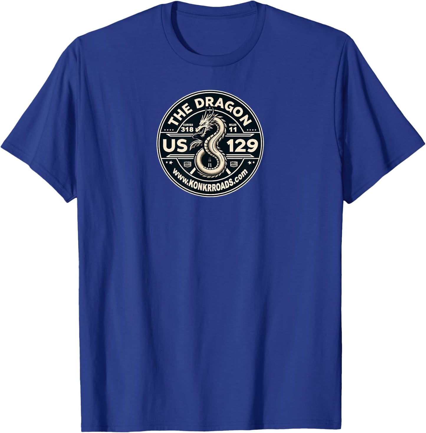 KONKR Roads US129 The Dragon Tail of Deals Gap NC TN T-Shirt - T-Shirt | Royal