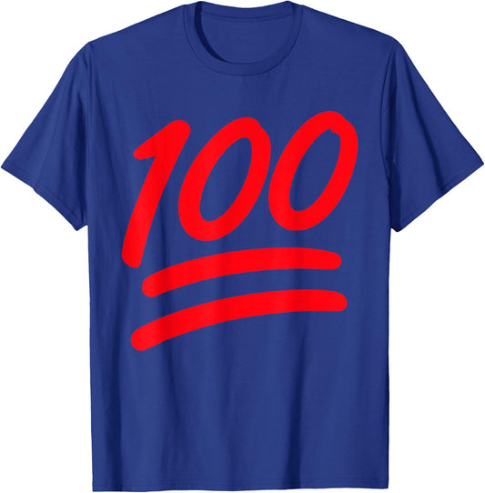 Funny Emoticon Hundred Points Symbol 100 Score T-Shirt - T-Shirt | Royal