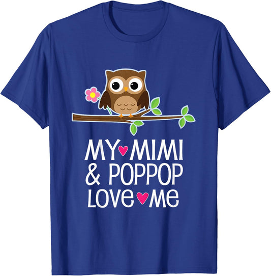 My Mimi and PopPop Love Me Grandchild Owl T-Shirt - T-Shirt | Royal