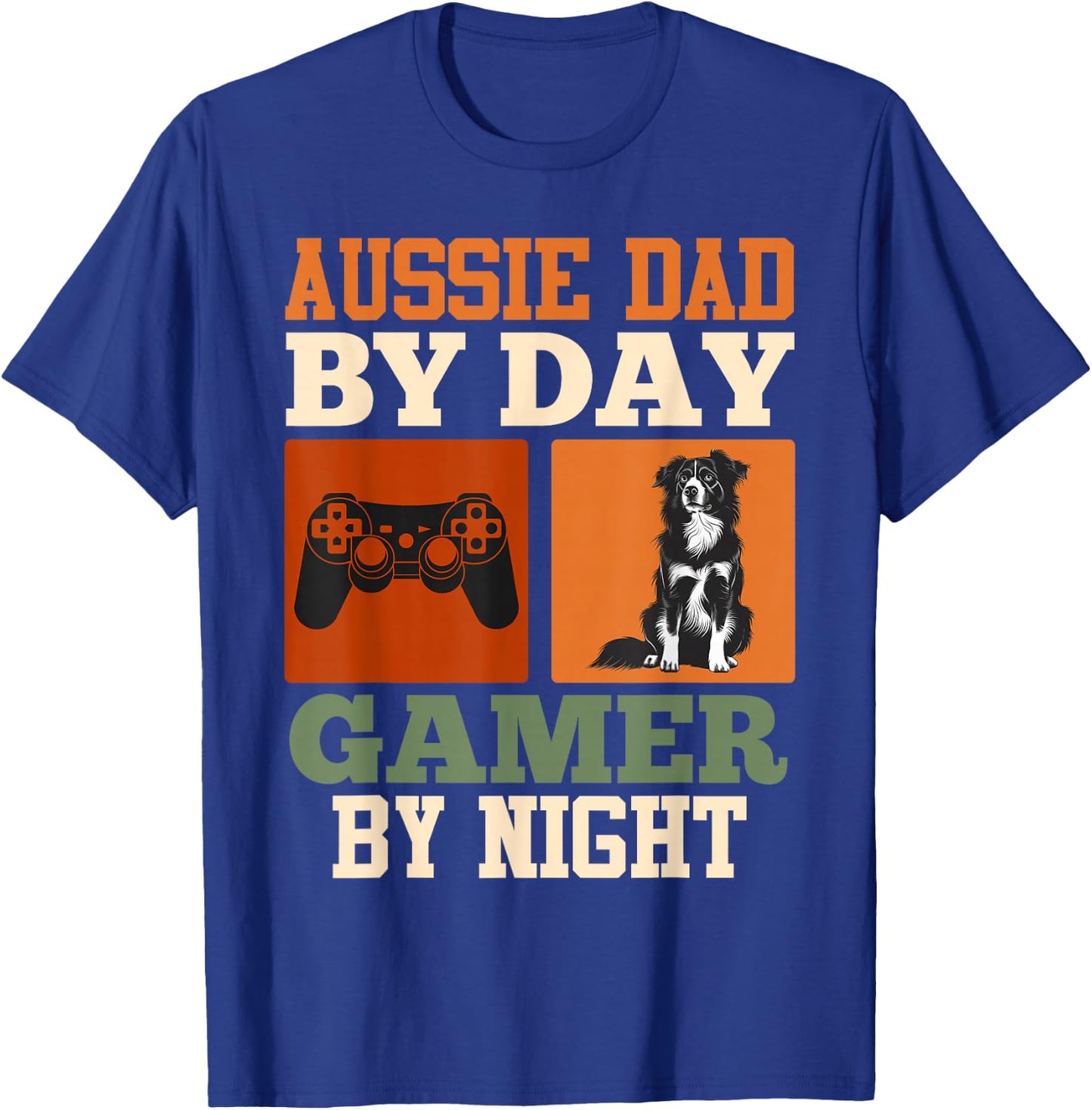 AUSSIE DAD BY DAY GAMER BY NIGHT Funny Vintage T-Shirt - T-Shirt | Royal