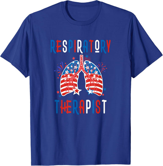 Respiratory Therapist 4th Of July Patriotic RT American Flag Women Men T-Shirt - T-Shirt | Royal