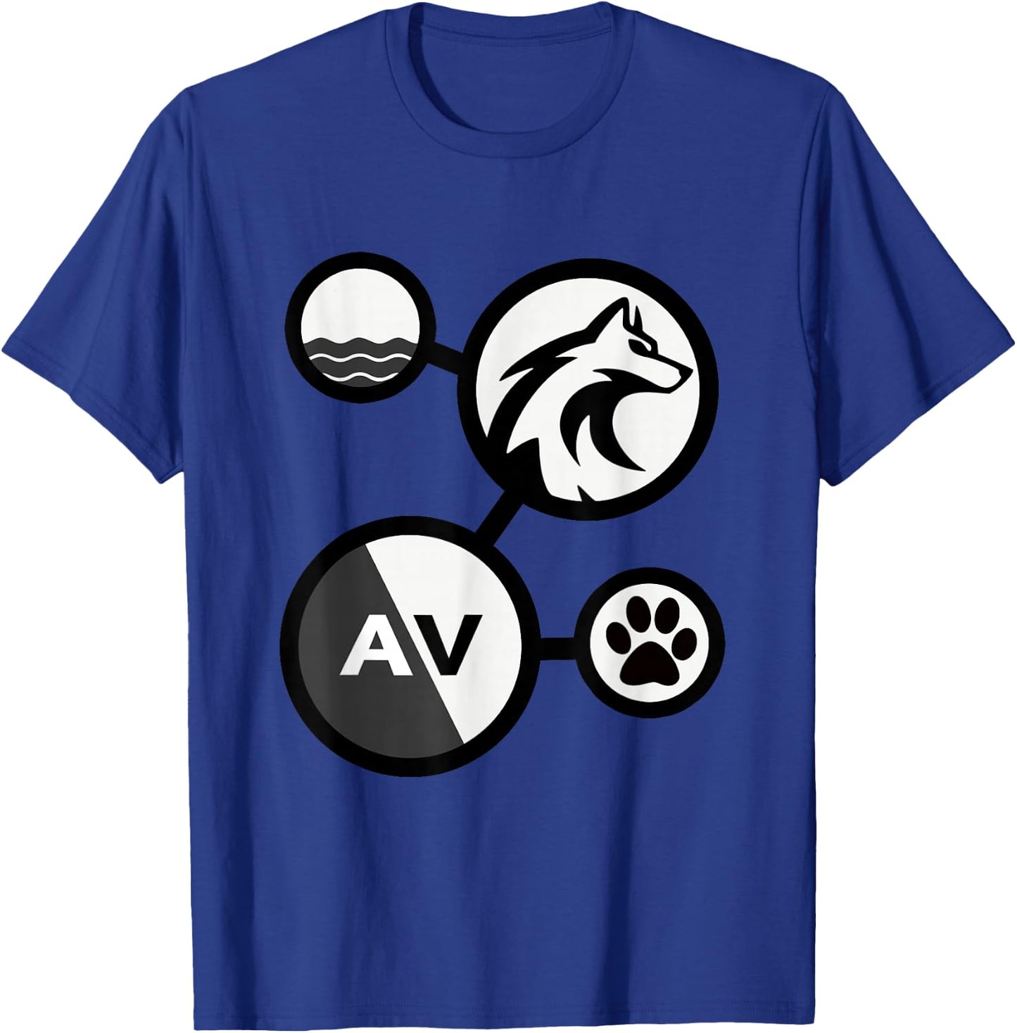 WaterWolf Community Adults , Black, Small, Short Sleeve, Cotton 65% Polyester 35%, , Graphic, Modern, Lightweight, Double Cuff, Stretchable, Casual Wear, Alpha Size T-Shirt - T-Shirt | Royal