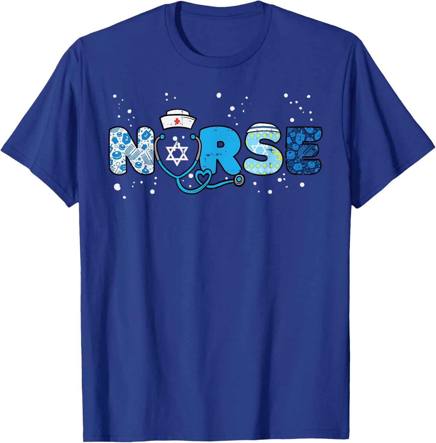 Hanukkah Nurse Chanukah Nursing Scrub Top Jewish RN Women T-Shirt - T-Shirt | Royal