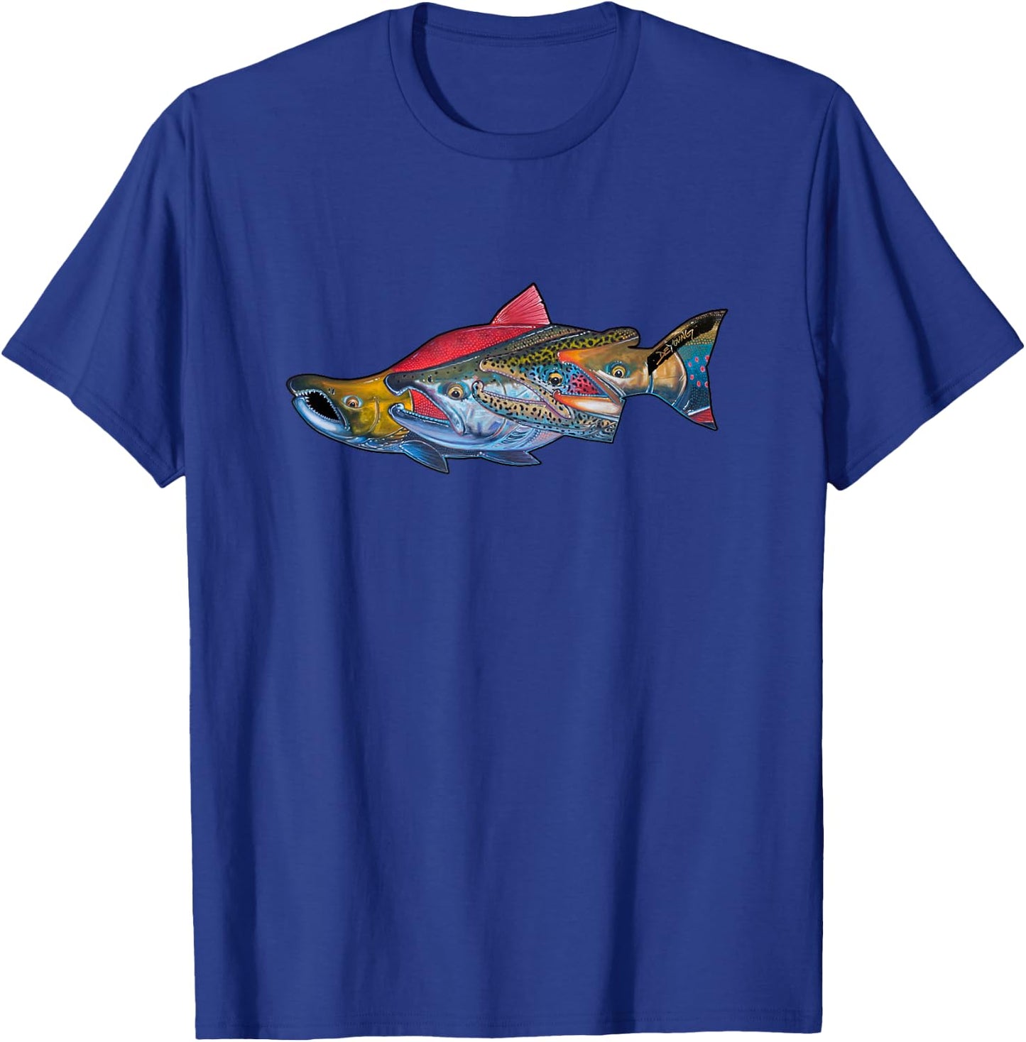 Fab Four Alaska Salmon Derek DeYoung Fishing Gift T-Shirt - T-Shirt | Royal