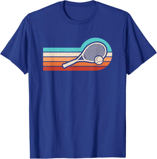 Retro Tennis Racket Tennis Ball Tennis Lover Men Women Kids T-Shirt - T-Shirt | Royal