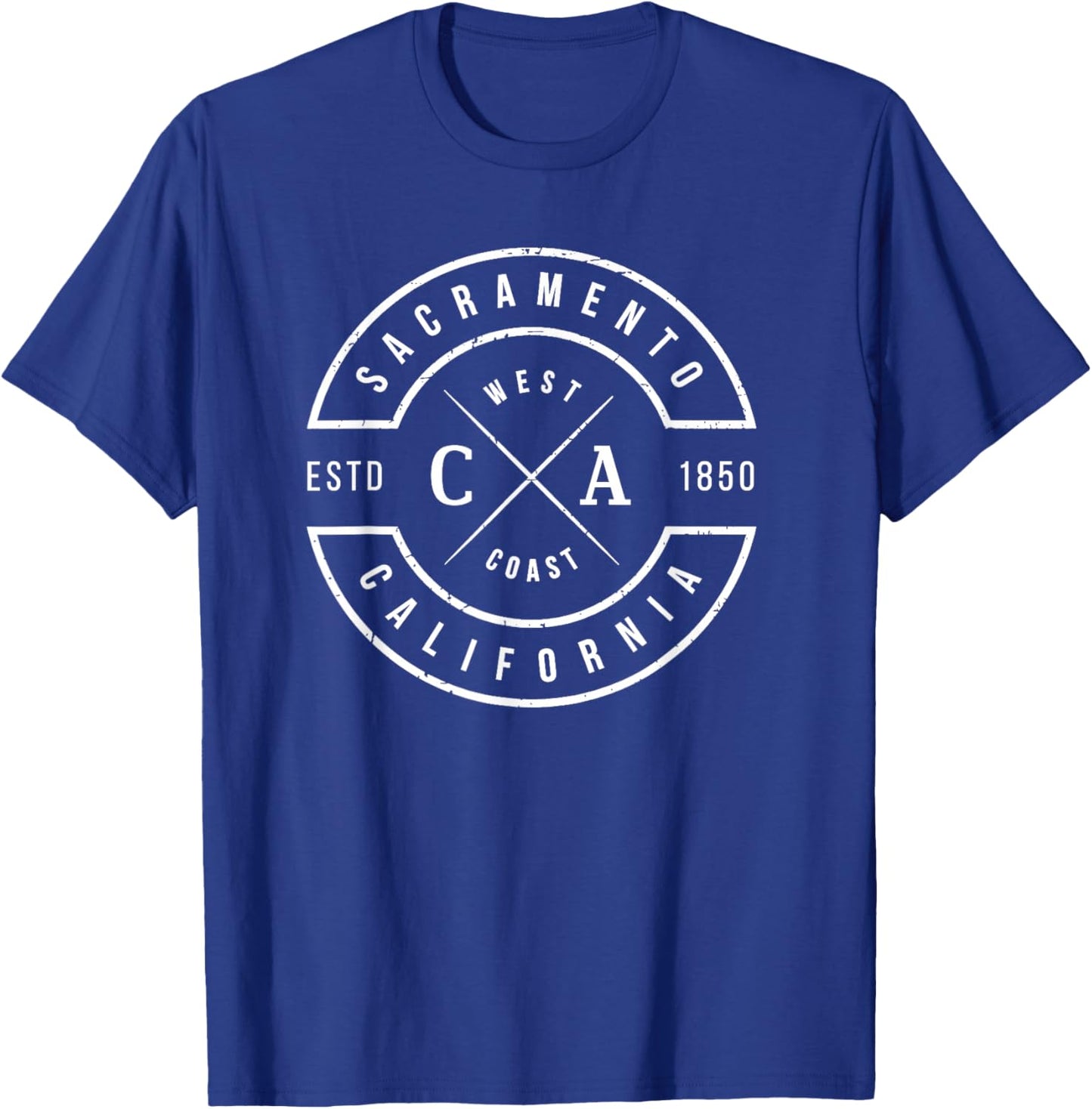 Sacramento California T Shirt Vintage Emblem Souvenirs T-Shirt - T-Shirt | Royal