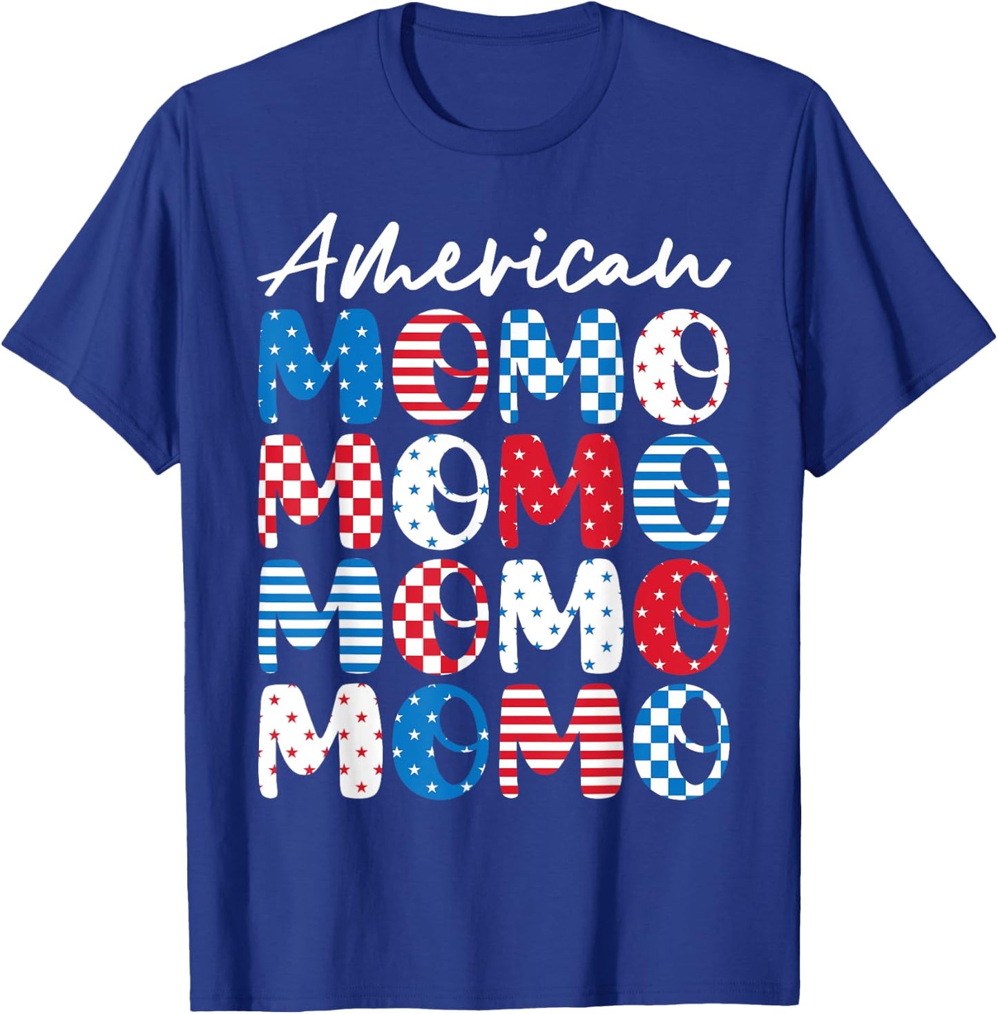 American Momo Momo Momo Red White Blue Stars Stripes Mother T-Shirt - T-Shirt | Royal