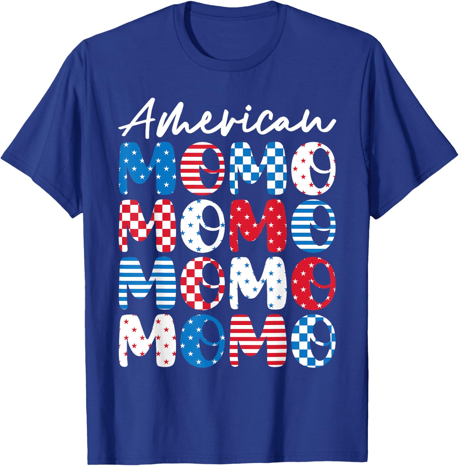 American Momo Momo Momo Red White Blue Stars Stripes Mother T-Shirt - T-Shirt | Royal