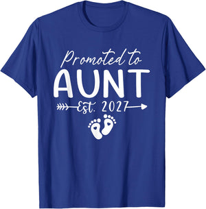 Promoted to Aunt Est 2027 First Time Aunt T-Shirt - T-Shirt | Royal