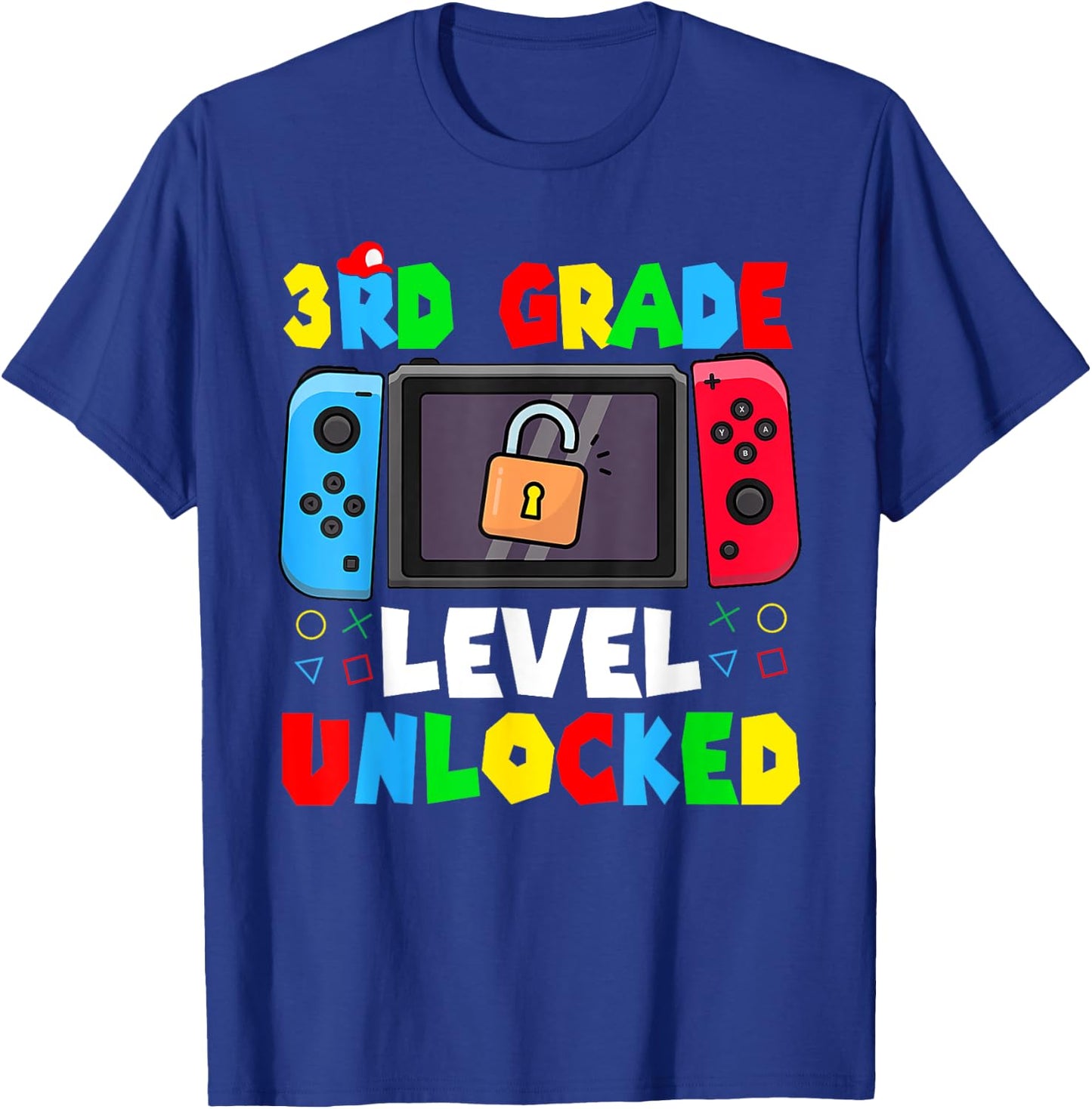3rd Grade Level Unlocked Back to School First Day Gamer Boys T-Shirt - T-Shirt | Royal
