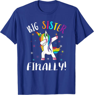 Big Sister Finally Unicorn - Unicorn New Big Sister T-Shirt - T-Shirt | Royal