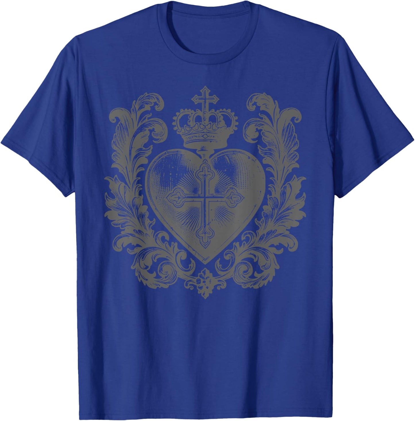 Vintage Catholic Ex Voto Heart , Black, S T-Shirt - T-Shirt | Royal