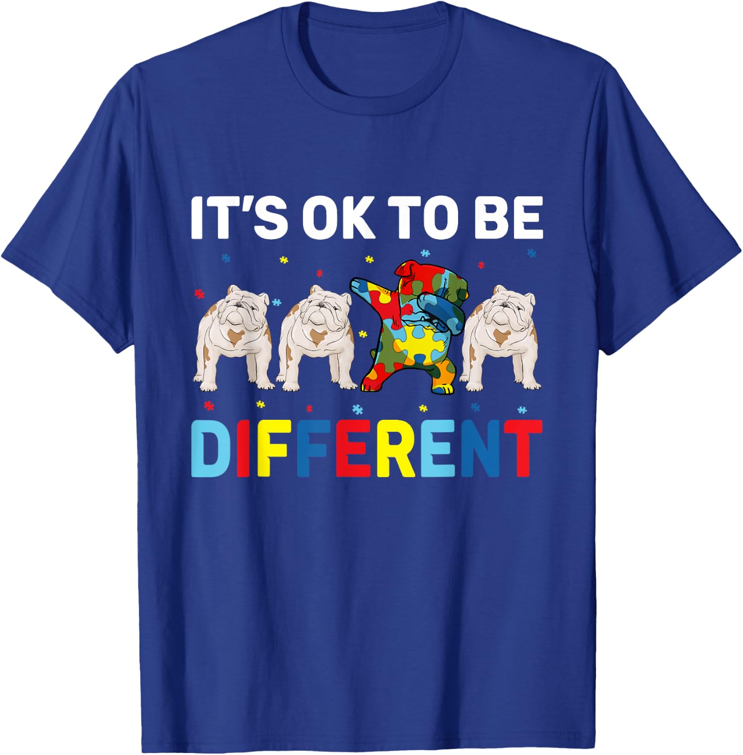 Autism Awareness Day Gift Funny Dabbing English Bulldog T-Shirt - T-Shirt | Royal