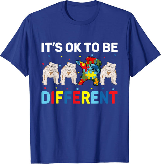 Autism Awareness Day Gift Funny Dabbing English Bulldog T-Shirt - T-Shirt | Royal