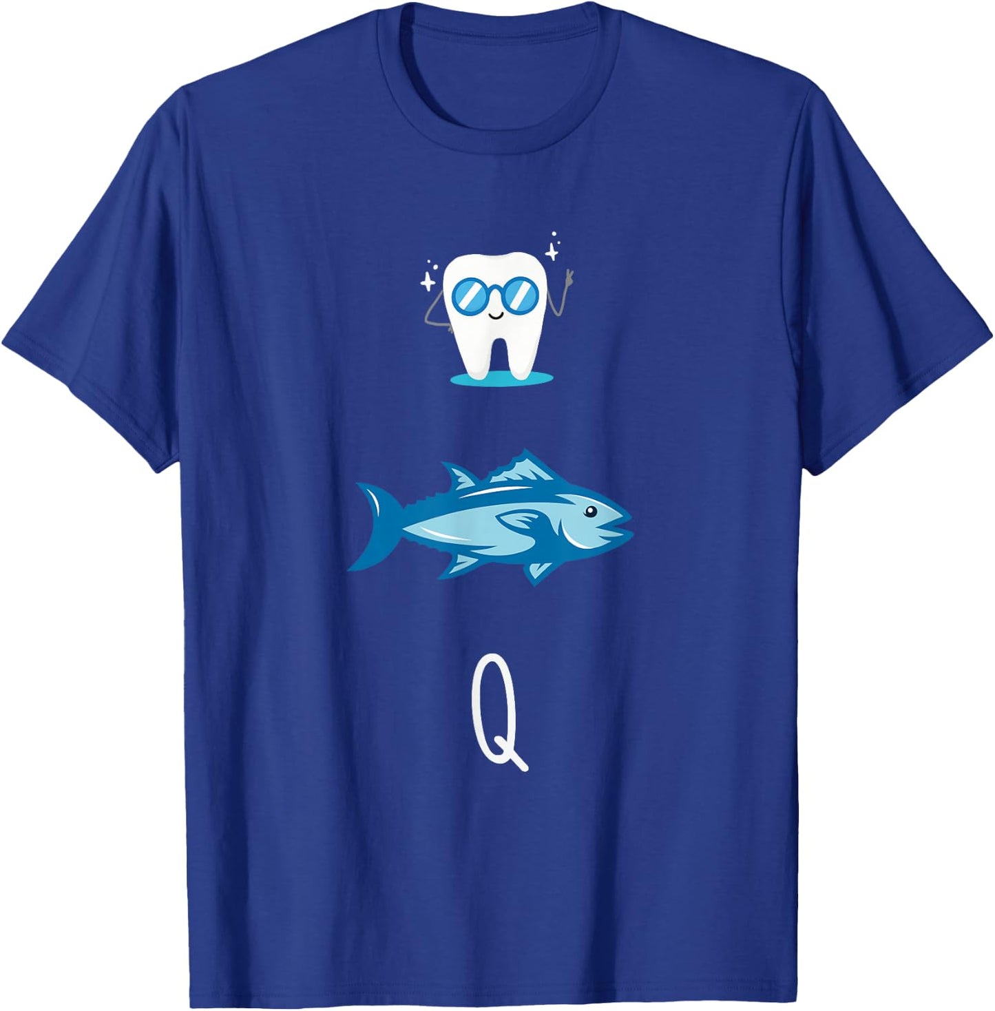 Fisherman Funny Rebus Teeth Tuna Gift Funny Man Fish , Black, S T-Shirt - T-Shirt | Royal