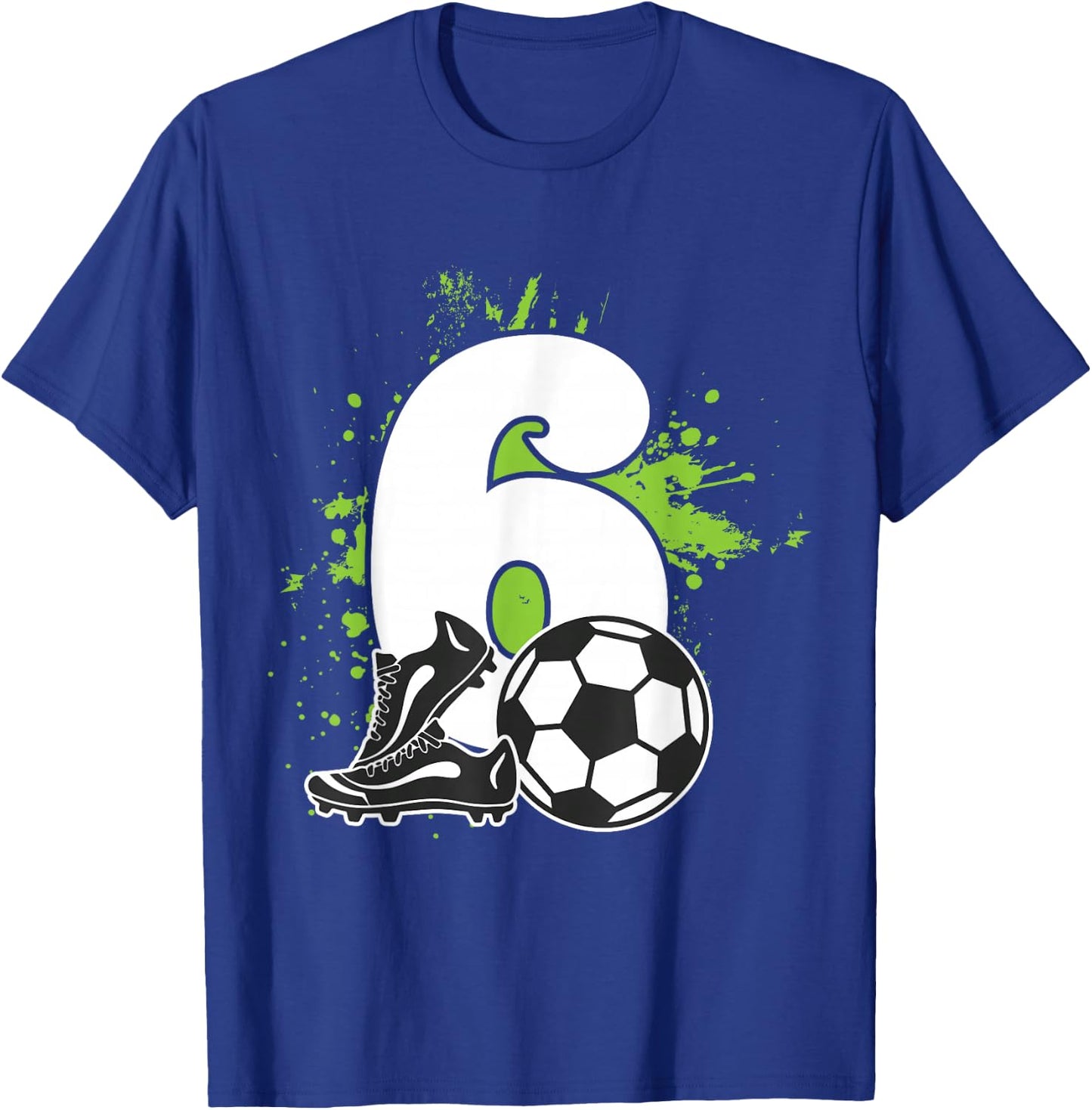 Children's 6th Birthday Boy Footballer Football , black, 80 T-Shirt - T-Shirt | Royal