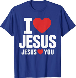I Love Jesus Loves You Christian Faith T-Shirt - T-Shirt | Royal