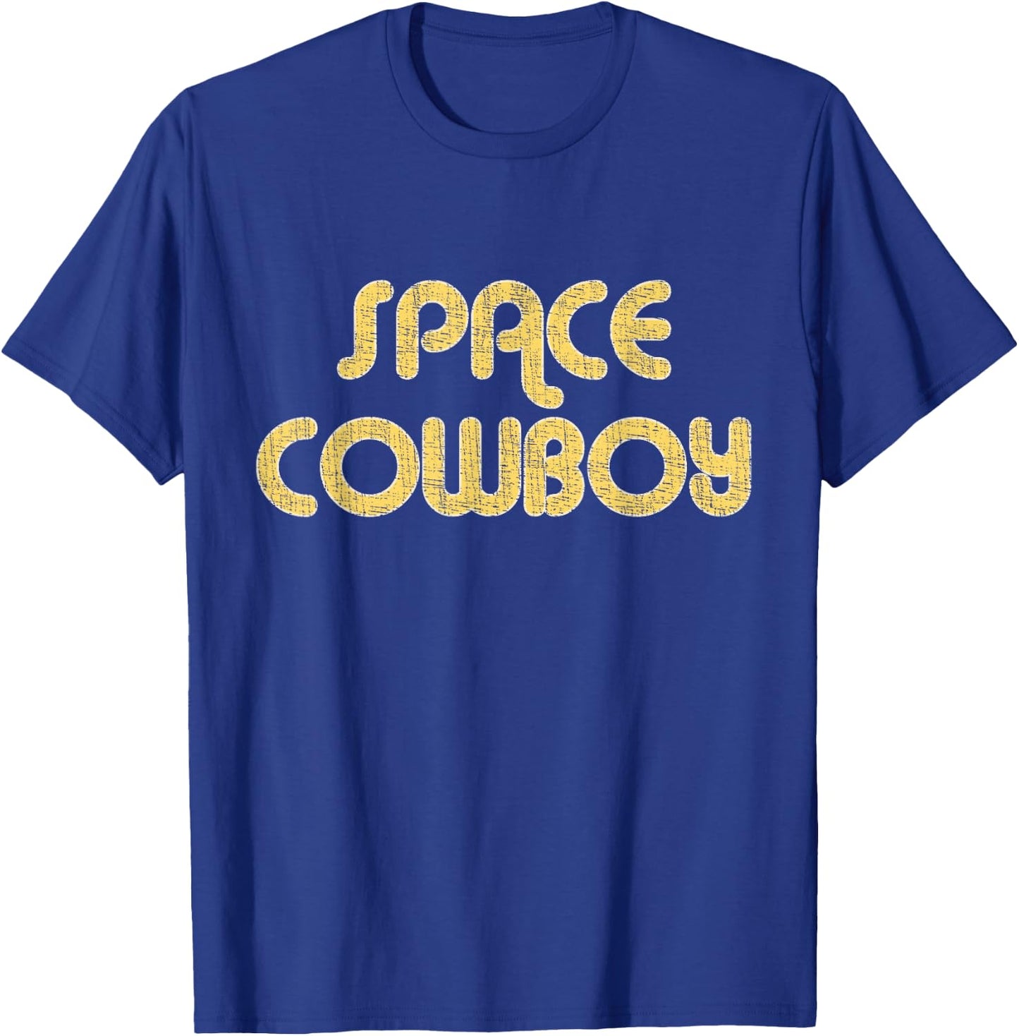 SPACE COWBOY Vintage Large Print Retro Distressed T-Shirt - T-Shirt | Royal