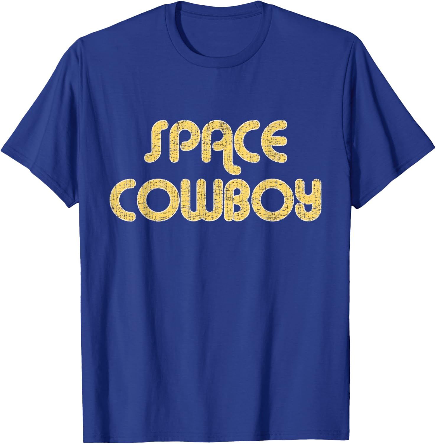 SPACE COWBOY Vintage Large Print Retro Distressed T-Shirt - T-Shirt | Royal