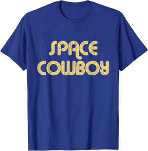 SPACE COWBOY Vintage Large Print Retro Distressed T-Shirt - T-Shirt | Royal