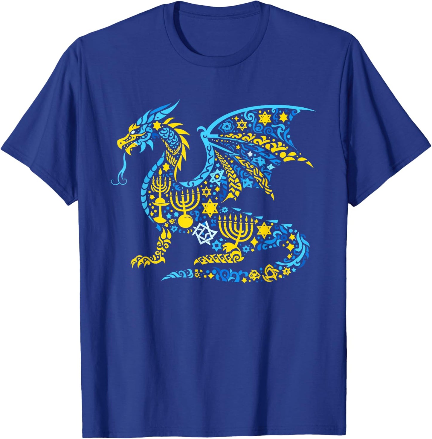 Dragon Menorah Dreidel Jewish Hanukkah Kids T-Shirt - T-Shirt | Royal