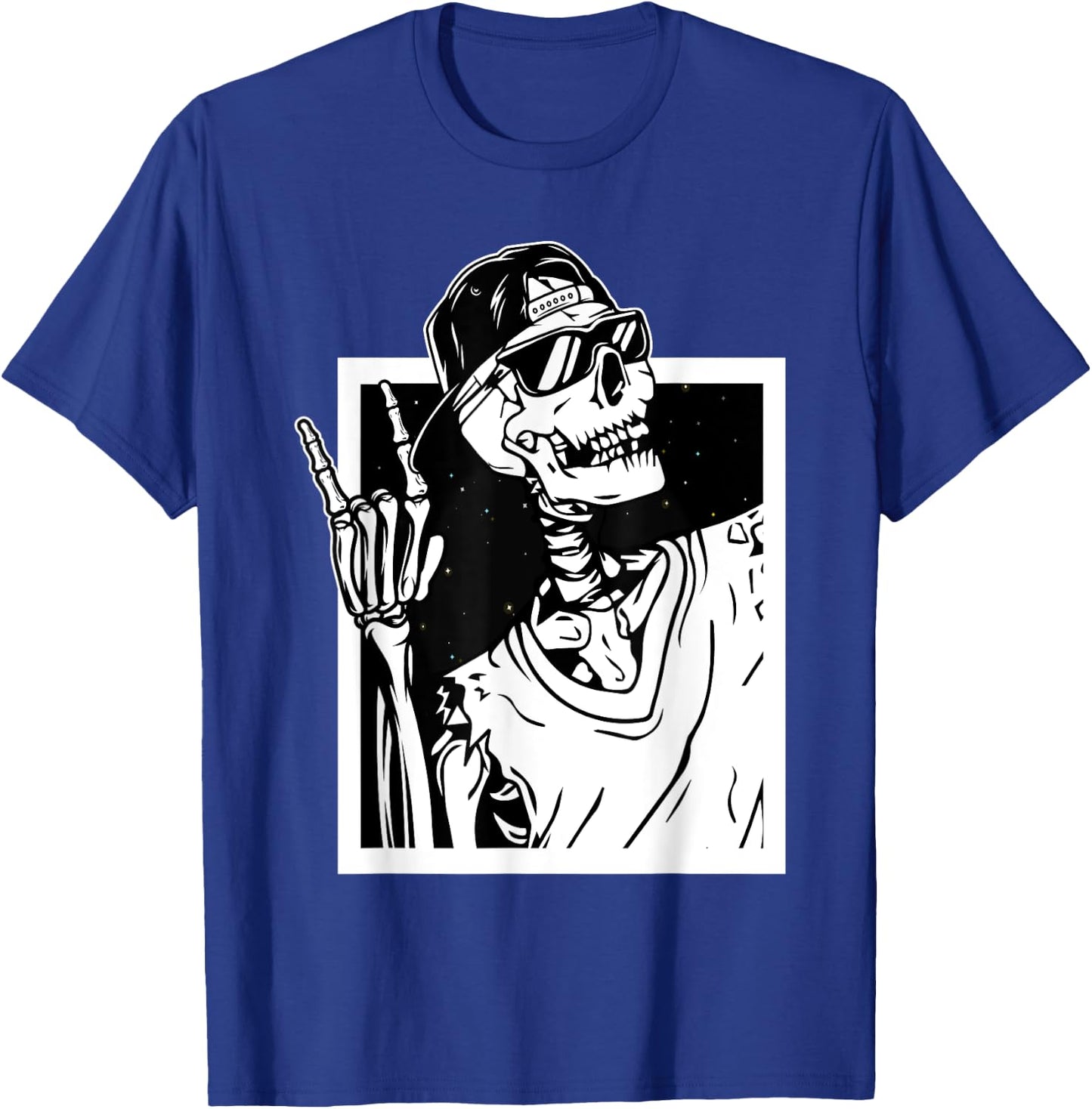 Rock Skeleton Hand Halloween Costume Funny Rocker Music T-Shirt - T-Shirt | Royal