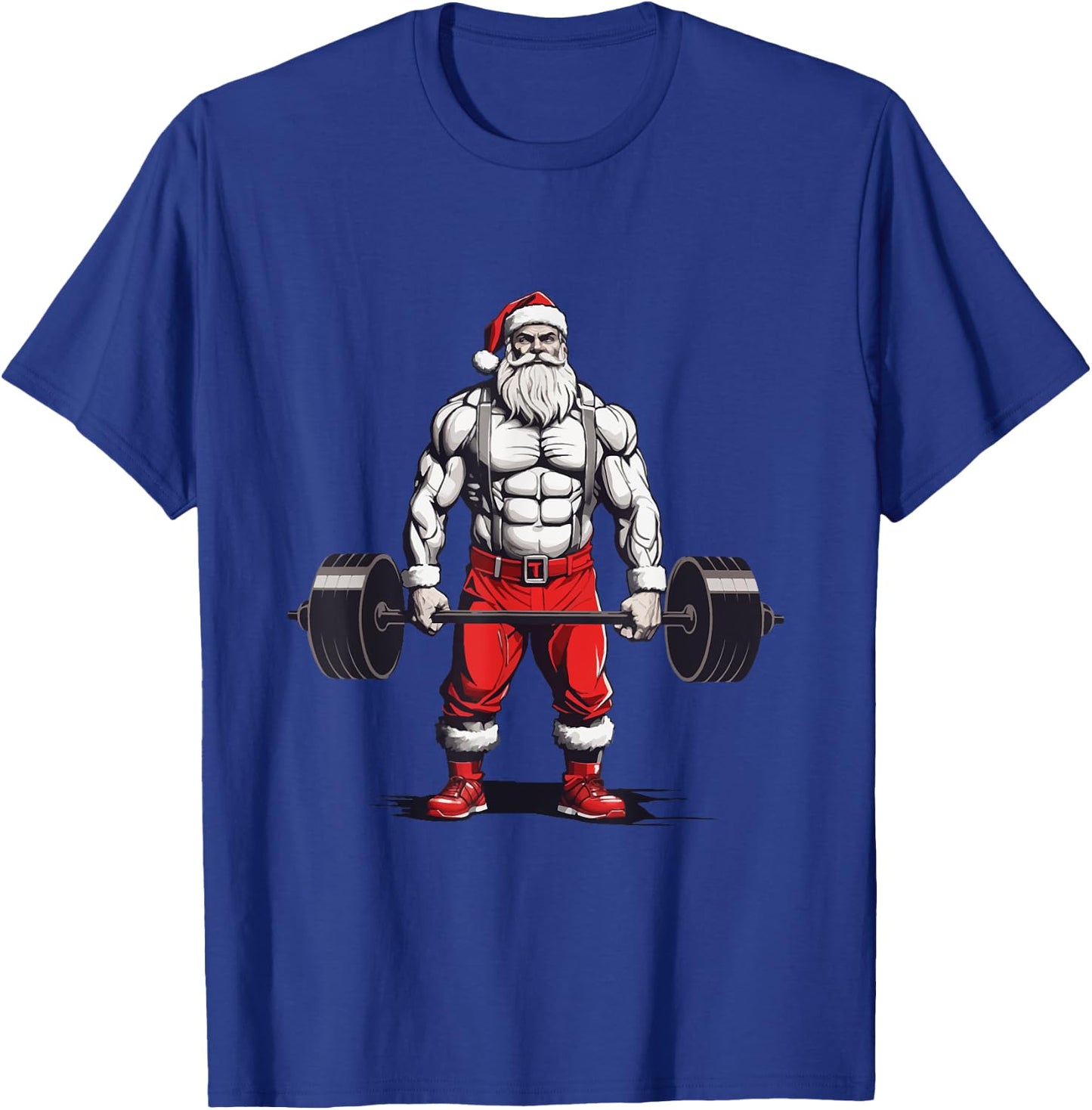 Santa Deadlift Bodybuilder Funny Fitness Christmas T-Shirt - T-Shirt | Royal