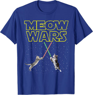 Meow Wars Cat Shirt Funny Gifts For Cats Lovers T-Shirt - T-Shirt | Royal