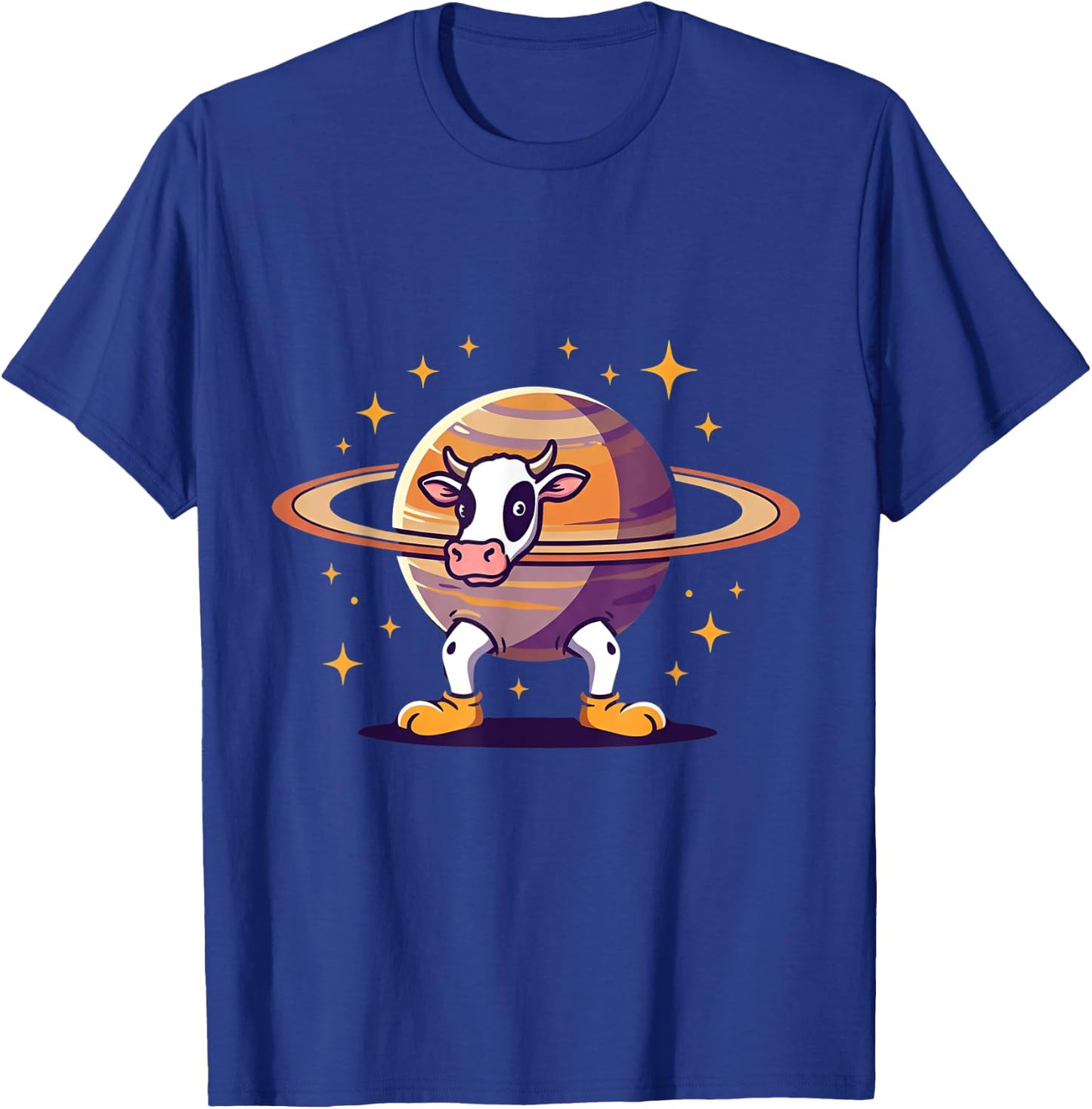 Space Cow Saturn – Animal Cartoon Universe T-Shirt - T-Shirt | Royal