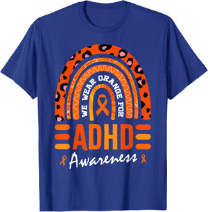 In October We Wear Orange for ADHD Awareness T-Shirt - T-Shirt | Royal