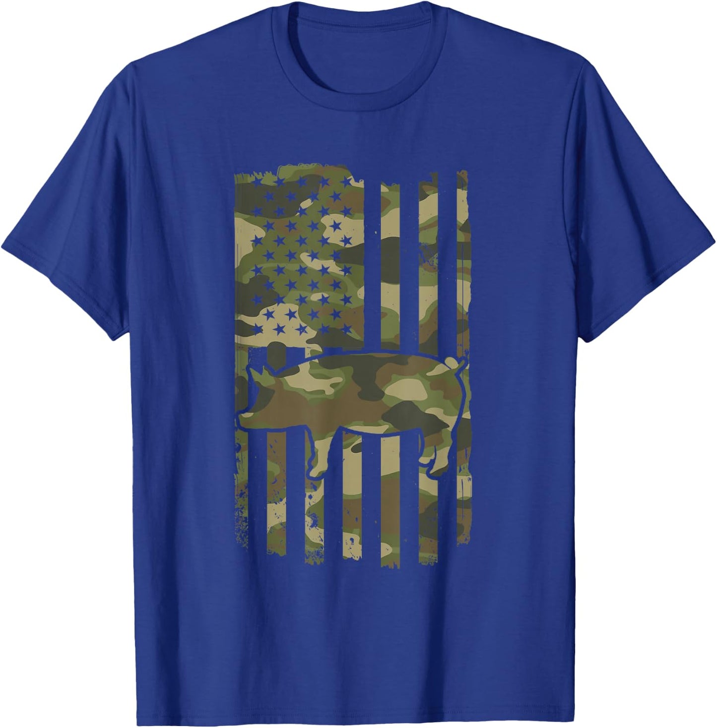 Funny Retro Pig Lover - Pig USA Flag 4th July T-Shirt - T-Shirt | Royal