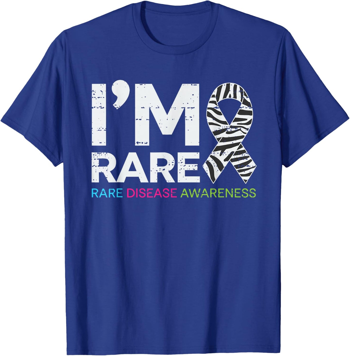 I'm Rare Disease Warrior Zabra Ribbon Rare Disease Awareness T-Shirt - T-Shirt | Royal