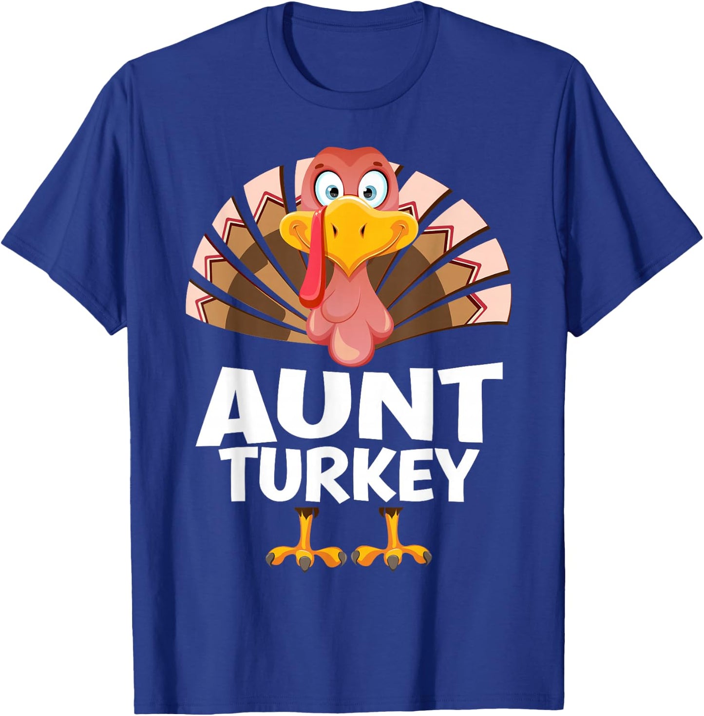 Thanksgiving Aunt Turkey Matching Pajama T-Shirt - T-Shirt | Royal