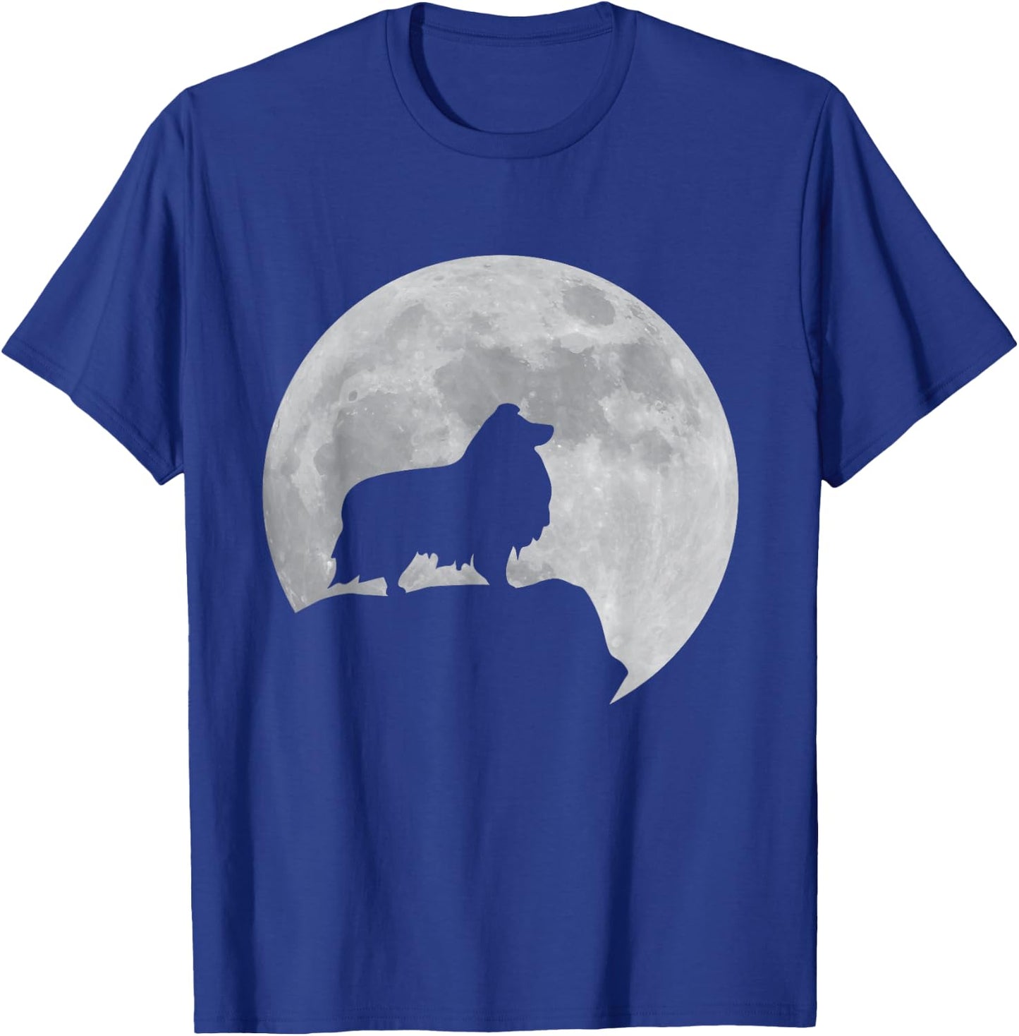 Moon And Dog Silhouette - Sheltie Shetland Sheepdog T-Shirt - T-Shirt | Royal