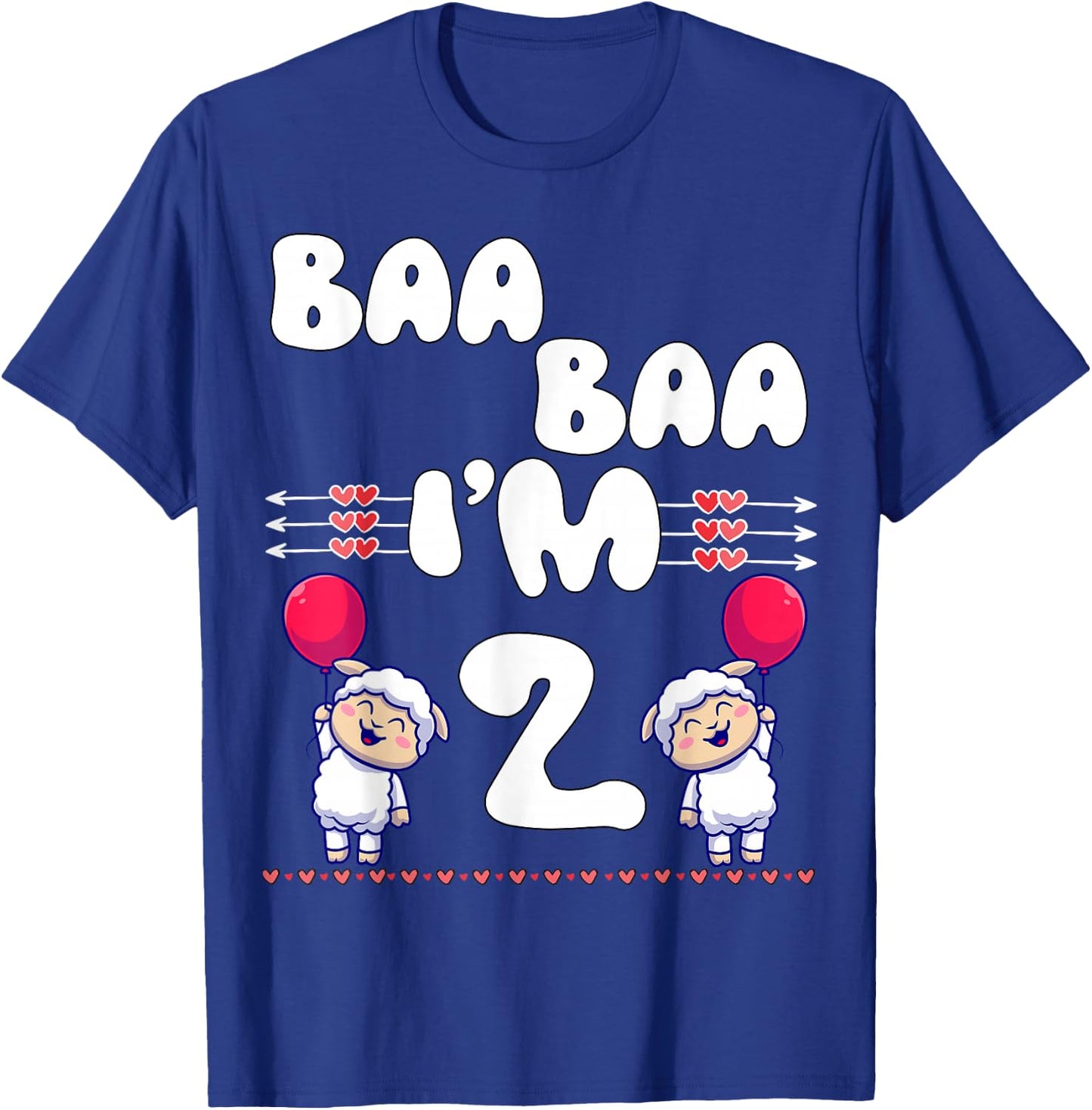 Baa Baa I'm 2 Farm Sheep Theme Party Two Year Birthday T-Shirt - T-Shirt | Royal