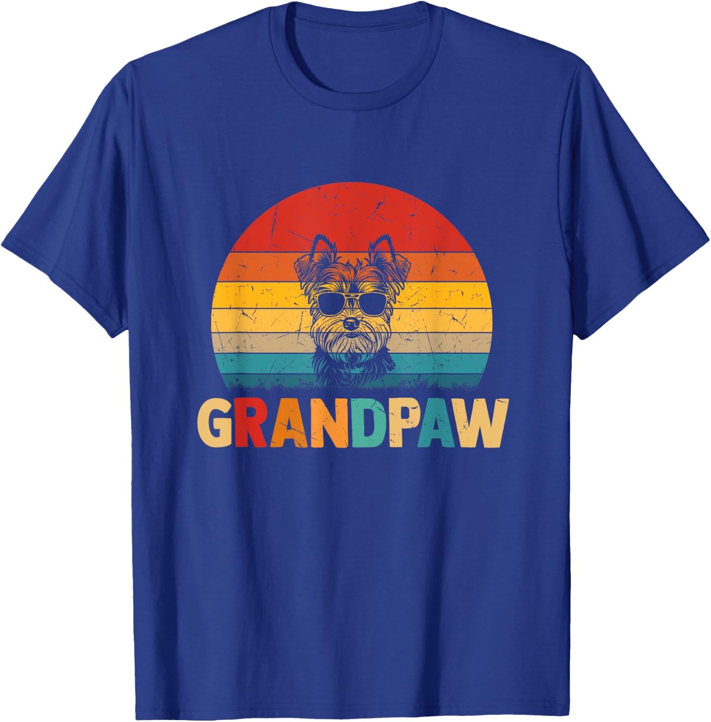 Funny Grandpaw Retro Vintage Biewer Terrier Grandpa Fathers T-Shirt - T-Shirt | Royal