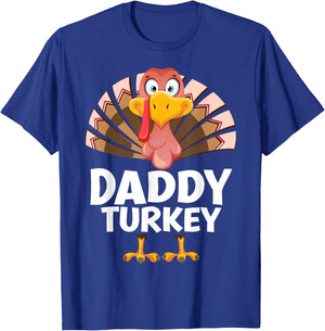 Thanksgiving Daddy Turkey Matching Pajama T-Shirt - T-Shirt | Royal