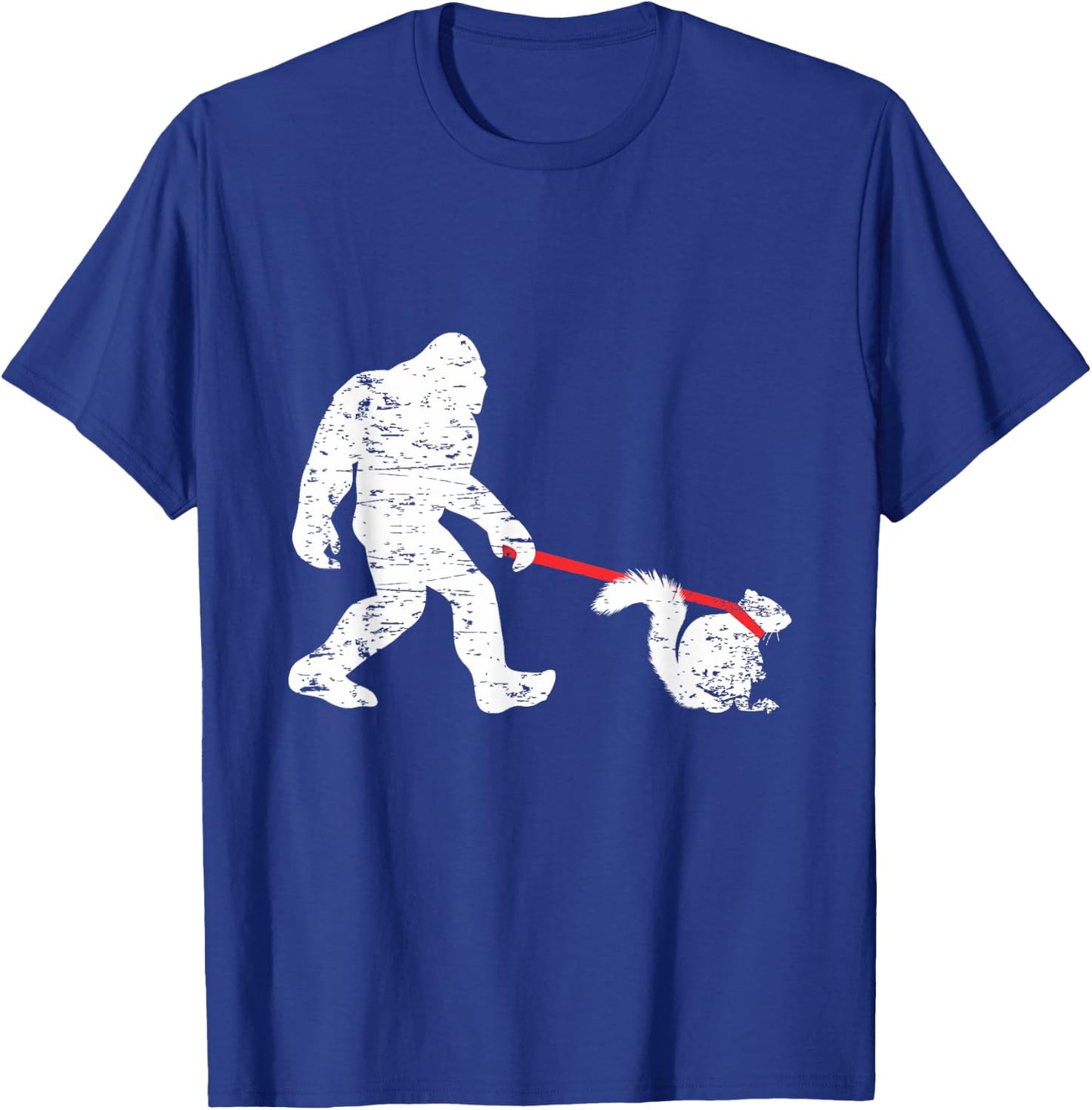 Cool Big Foot and Squirrel Lover Gifts Bigfoot Walking Squirrel Funny Sasquatch Fan -Adults Black Small Classic Fit Short Sleeve Cotton 60% Polyester 40% T-Shirt - T-Shirt | Royal