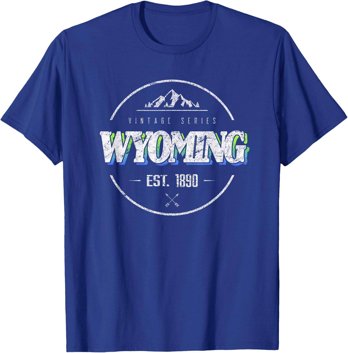 Wyoming Retro Vintage Mountain Outdoors State Graphic T-Shirt - T-Shirt | Royal