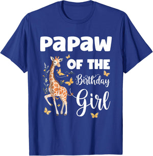 Giraffe Papaw of the Birthday Girl Matching Family T-Shirt - T-Shirt | Royal