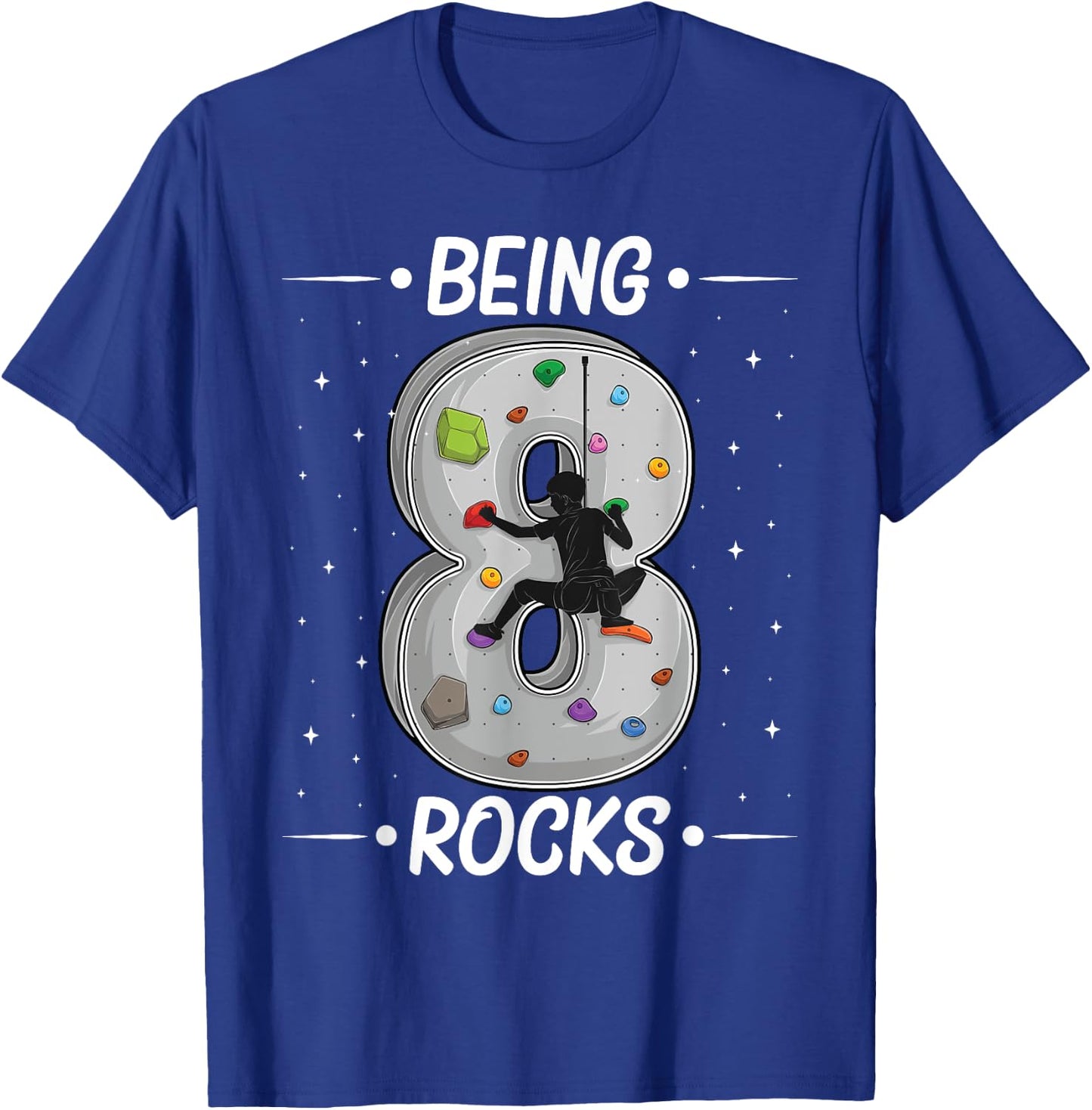 8 year old rock climbing 8th birthday Adventures Climber T-Shirt - T-Shirt | Royal
