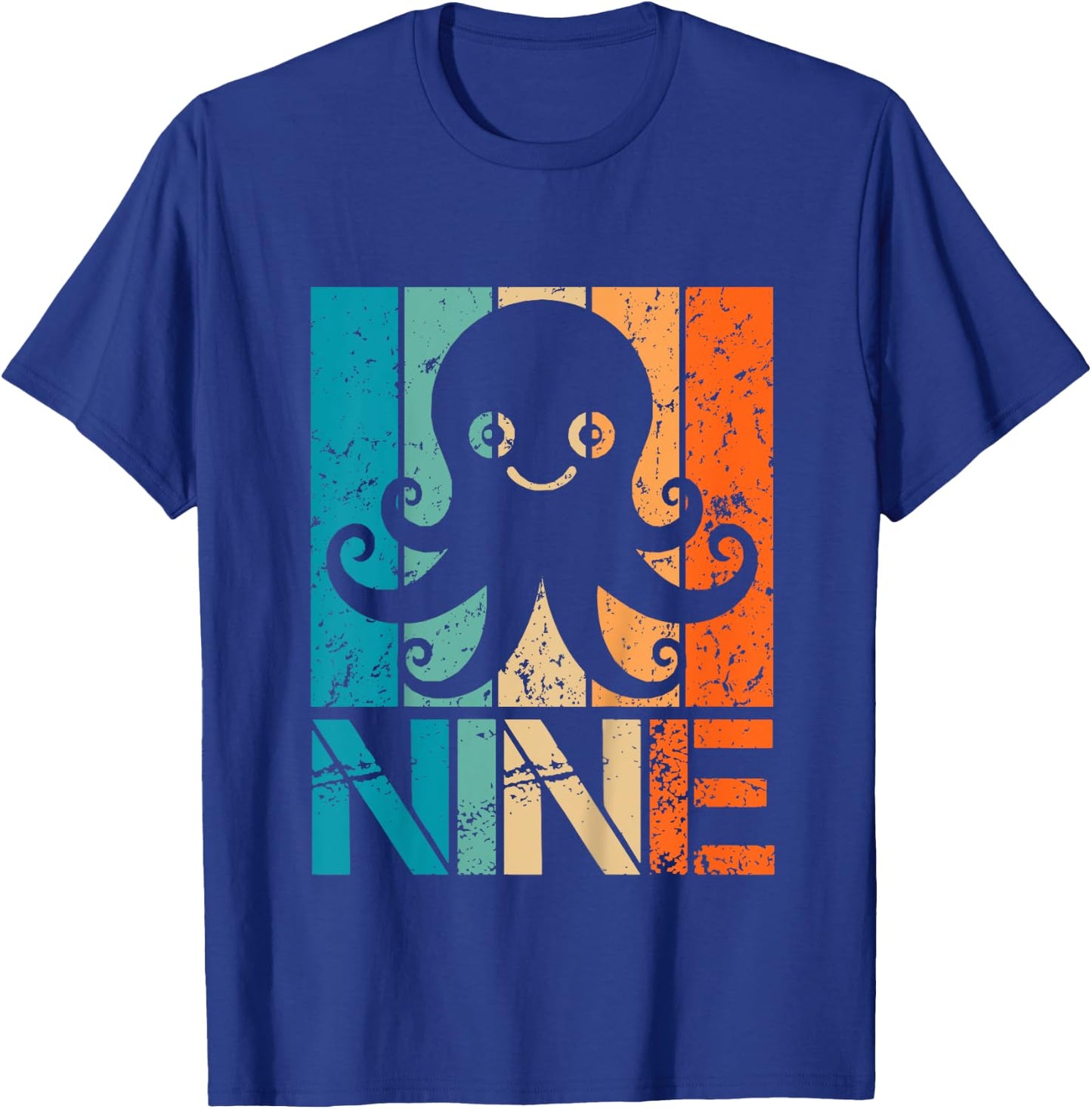 Kids Funny 9th Octopus Birthday 9 Year Old Birthday Octopus T-Shirt - T-Shirt | Royal