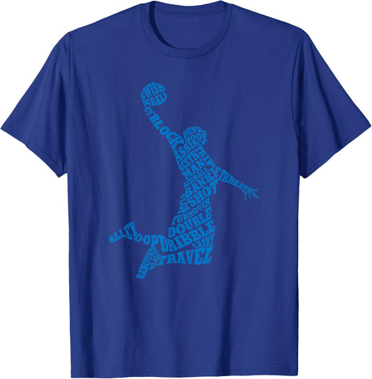 Basketball Player Typography Word Art T-Shirt - T-Shirt | Royal