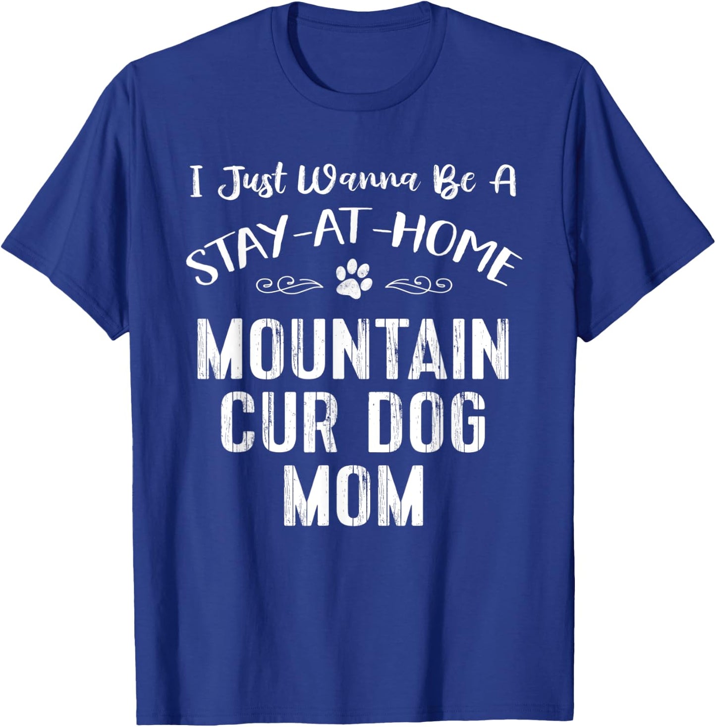 Mountain Cur Dog Mom Gift Love Paw Print Heart Men Women Kids T-Shirt - T-Shirt | Royal