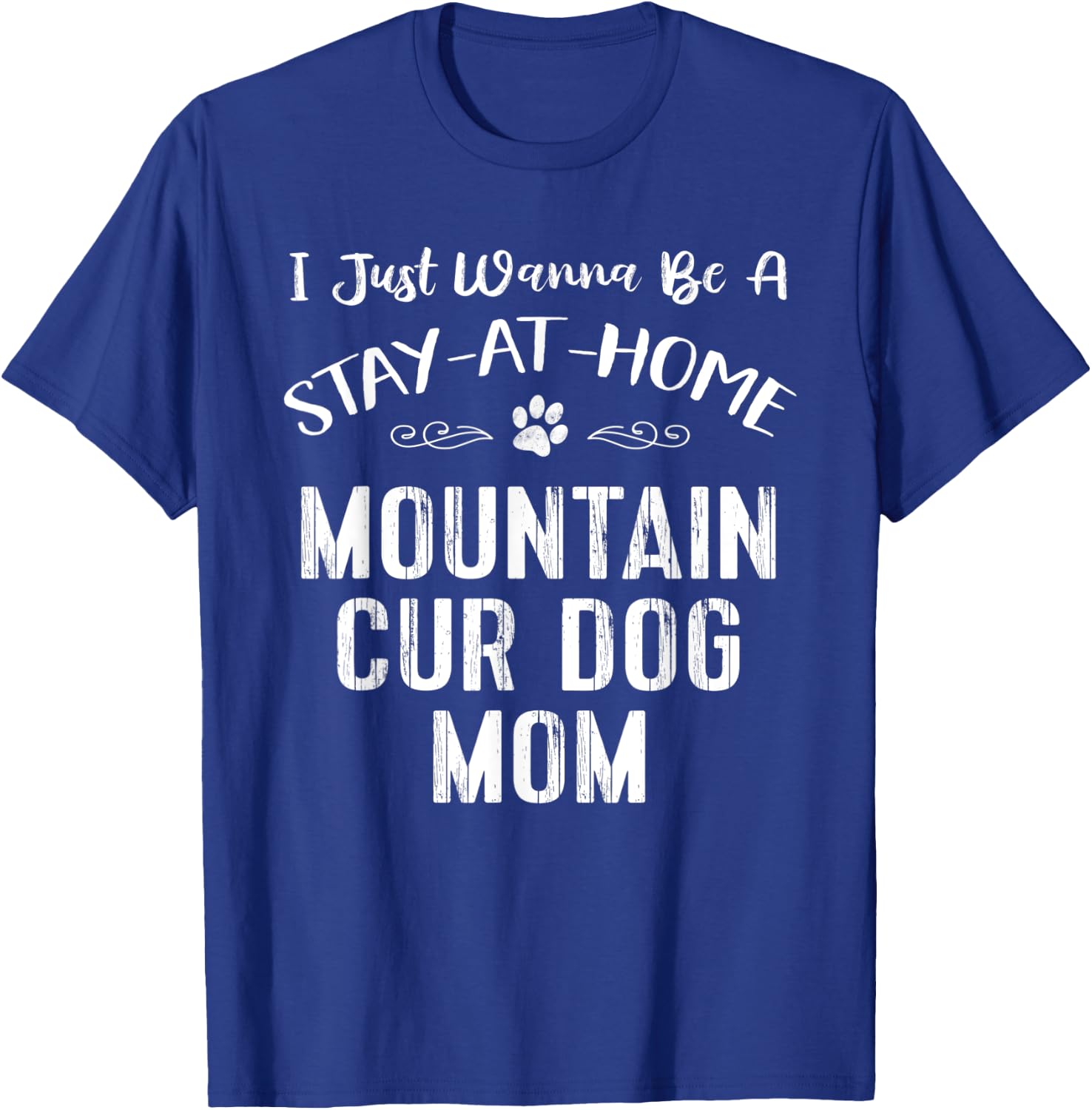 Mountain Cur Dog Mom Gift Love Paw Print Heart Men Women Kids T-Shirt - T-Shirt | Royal