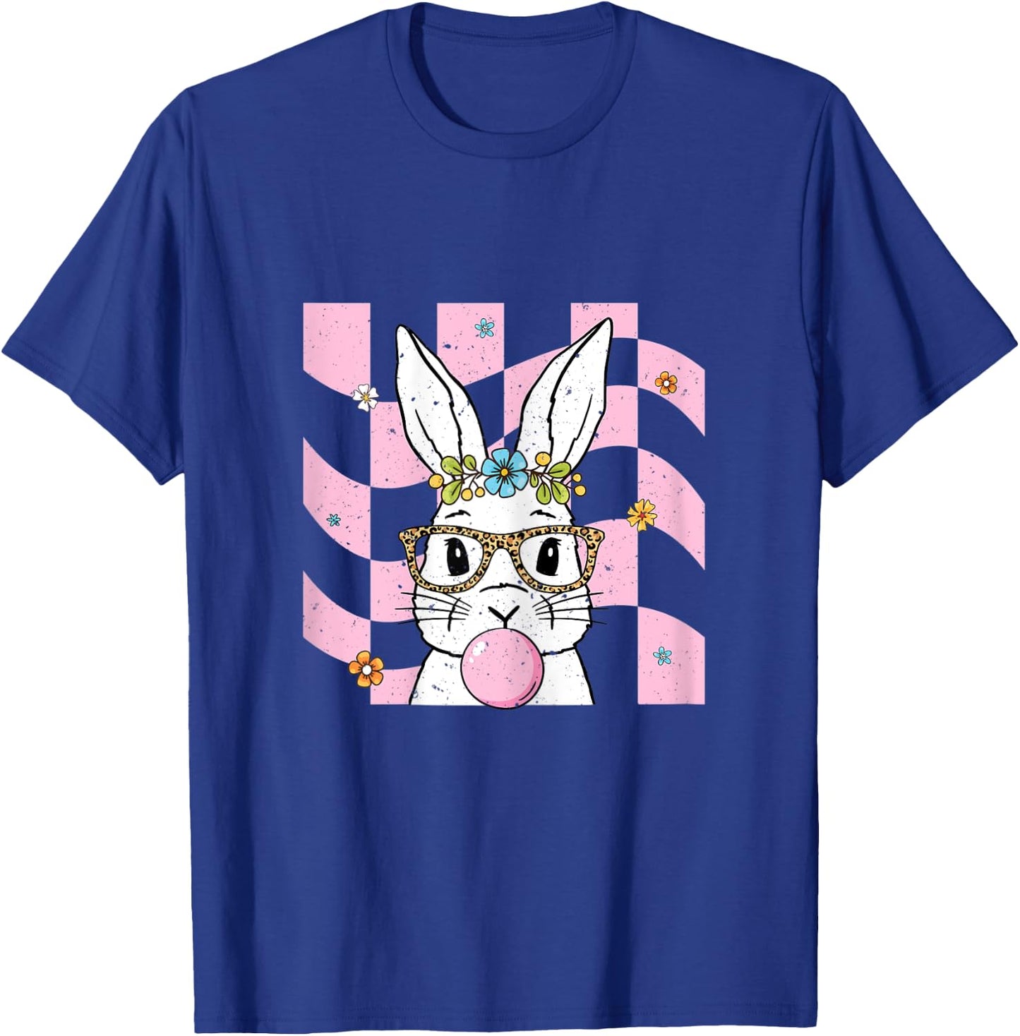 Easter Bunny with Leopard Glasses Rabbit Easter Day T-Shirt - T-Shirt | Royal