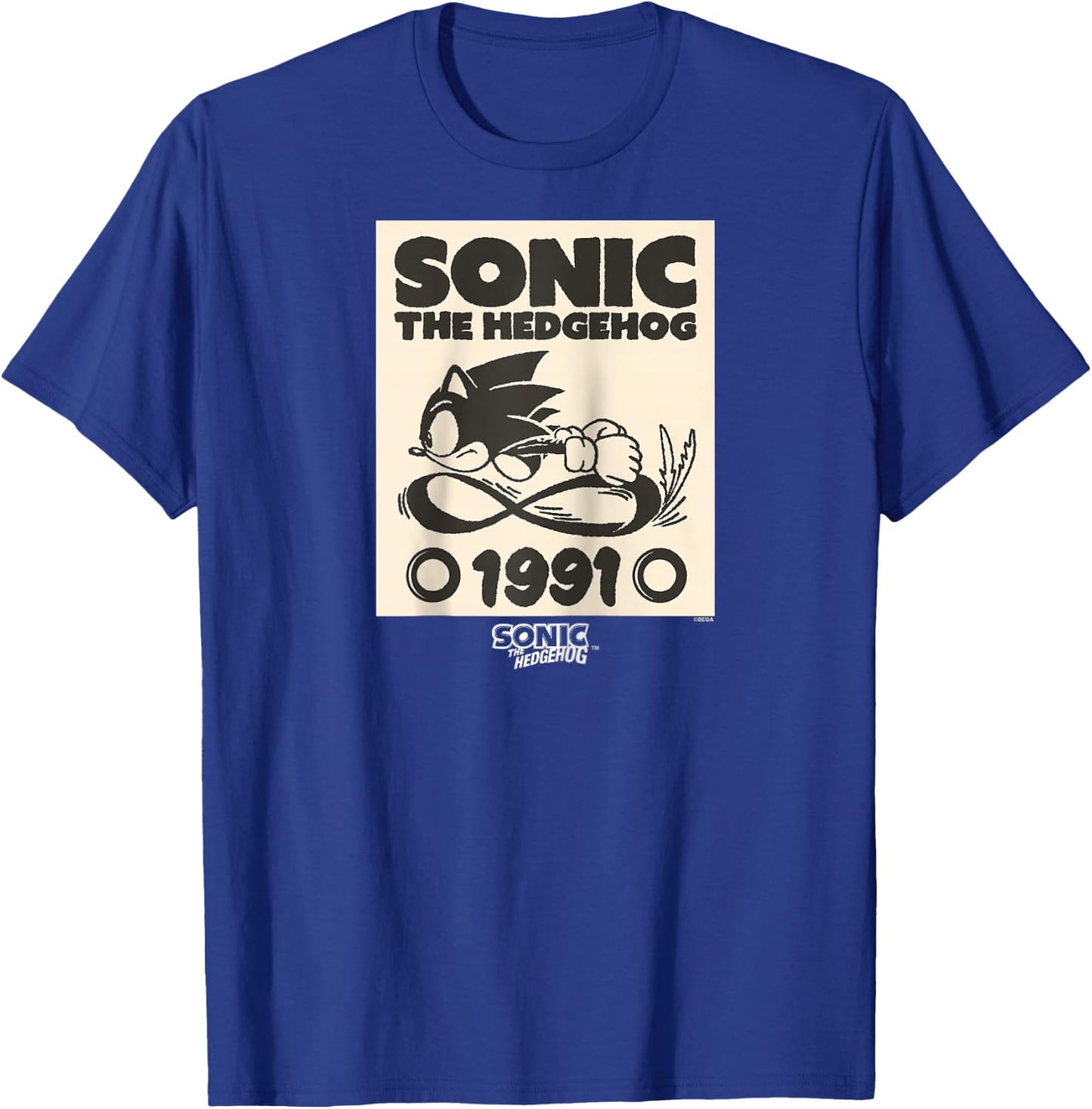 Sonic The Hedgehog 1991 Epic Run Vintage Sketch Raglan Baseball T-Shirt - T-Shirt | Royal