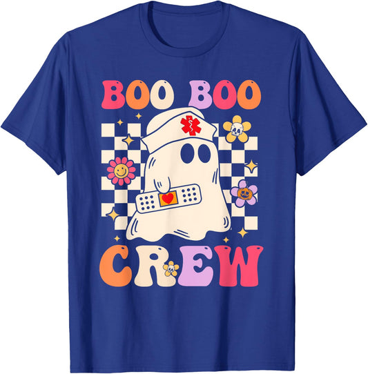 Groovy Boo Boo Crew Nurse Ghost Paramedic Funny Halloween T-Shirt - T-Shirt | Royal