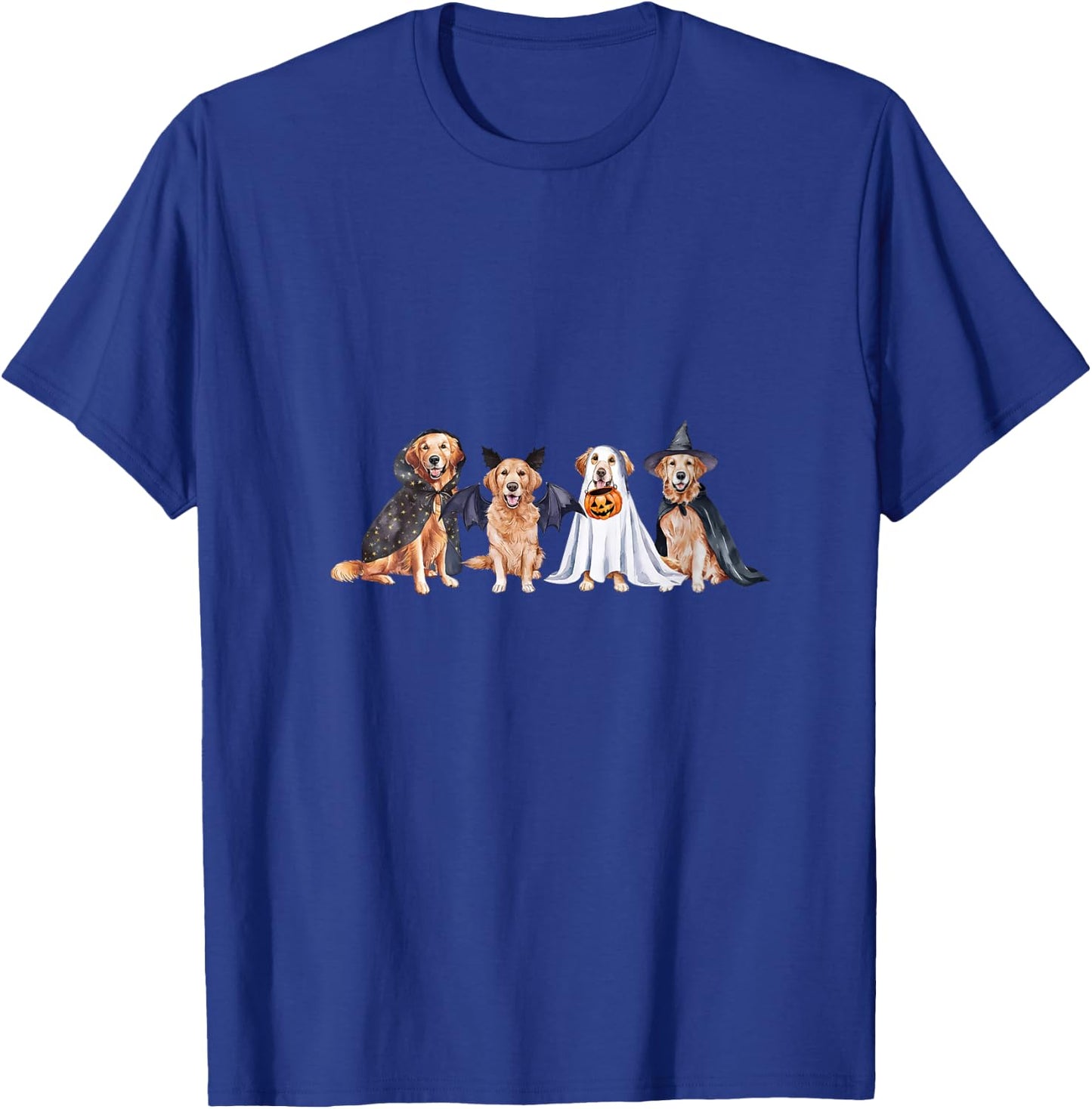 Golden Retriever Ghost Dog Halloween Golden Retriever Witch V-Neck T-Shirt - T-Shirt | Royal