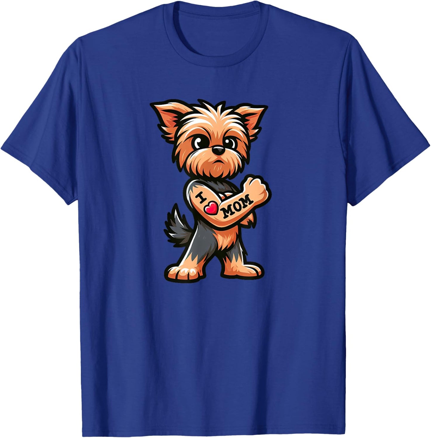Yorkshire Terrier I Love Mom Funny Dog Tattoo T-Shirt - T-Shirt | Royal